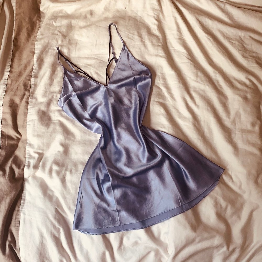 Victoria's Secret Lavender Plunge Satin Slip